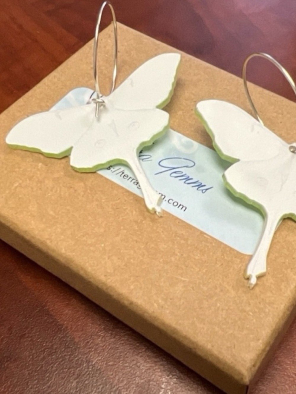 Emerald Luna Studio Series Green Luna Moth Hoop Statement Earrings - Picture 4 of 6